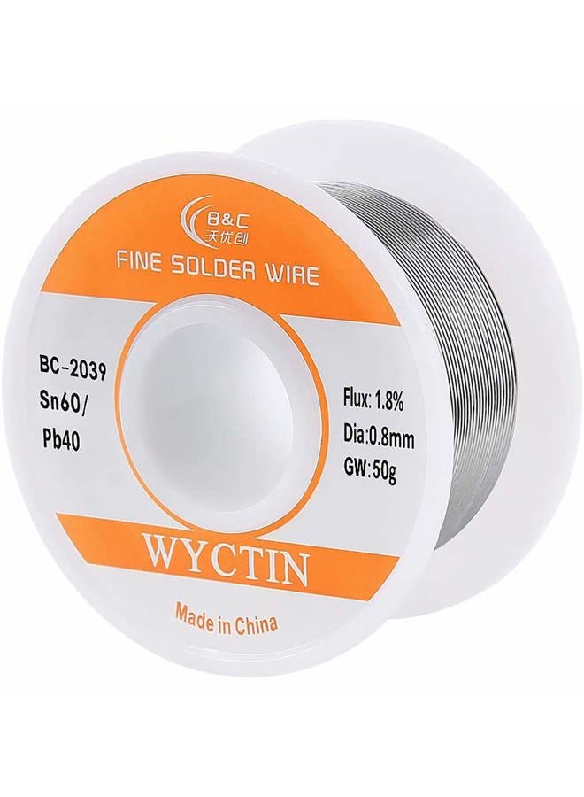 WYCTIN 60-40 (Tin-60% Lead-40%) Activity Solder Wire for Electrical DIY Work dia 0.8mm(0.0315 Inches) 0.11lbs - Image 1