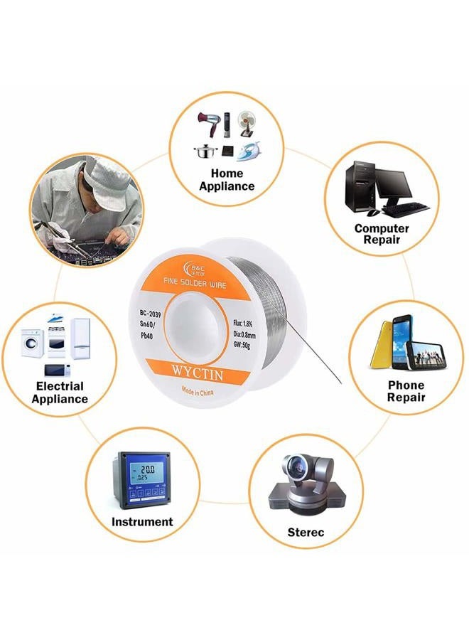 WYCTIN 60-40 (Tin-60% Lead-40%) Activity Solder Wire for Electrical DIY Work dia 0.8mm(0.0315 Inches) 0.11lbs - Image 4