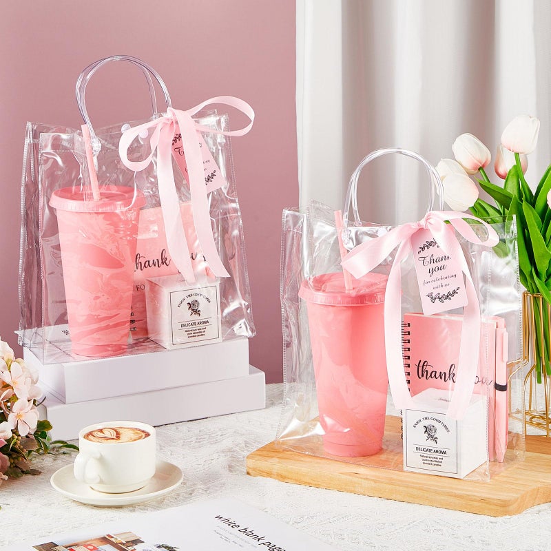 Nuogo 6 Sets New Parent Shower Prizes for Player Winners Adults Include Plastic Tumbler Notebook Scented Candles Ballpoint Pen Gift Bag, Party Player Winner Gifts (Pink Color,Classic Style) - Image 4