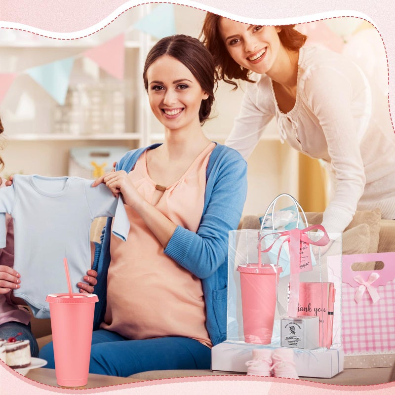 Nuogo 6 Sets New Parent Shower Prizes for Player Winners Adults Include Plastic Tumbler Notebook Scented Candles Ballpoint Pen Gift Bag, Party Player Winner Gifts (Pink Color,Classic Style) - Image 5