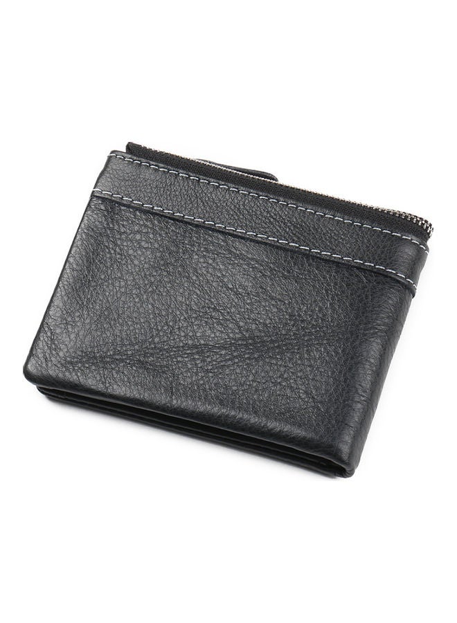 Zipper Detail Leather Wallet Black  - Image 2