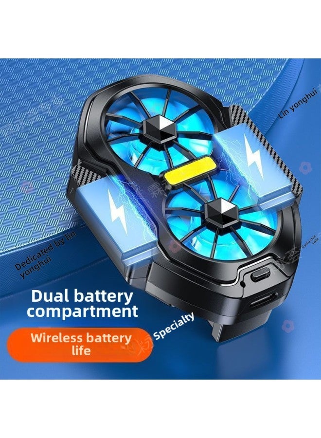Loquat Wireless Charging Cooling Refrigeration Artifact Dual Fan Mobile Phone Radiator Air-cooled Silent Game Live-Colour:Dual Hurricane Cooling: Rechargeable Model (rechargeable Double Battery Life) - Fol  - Image 2