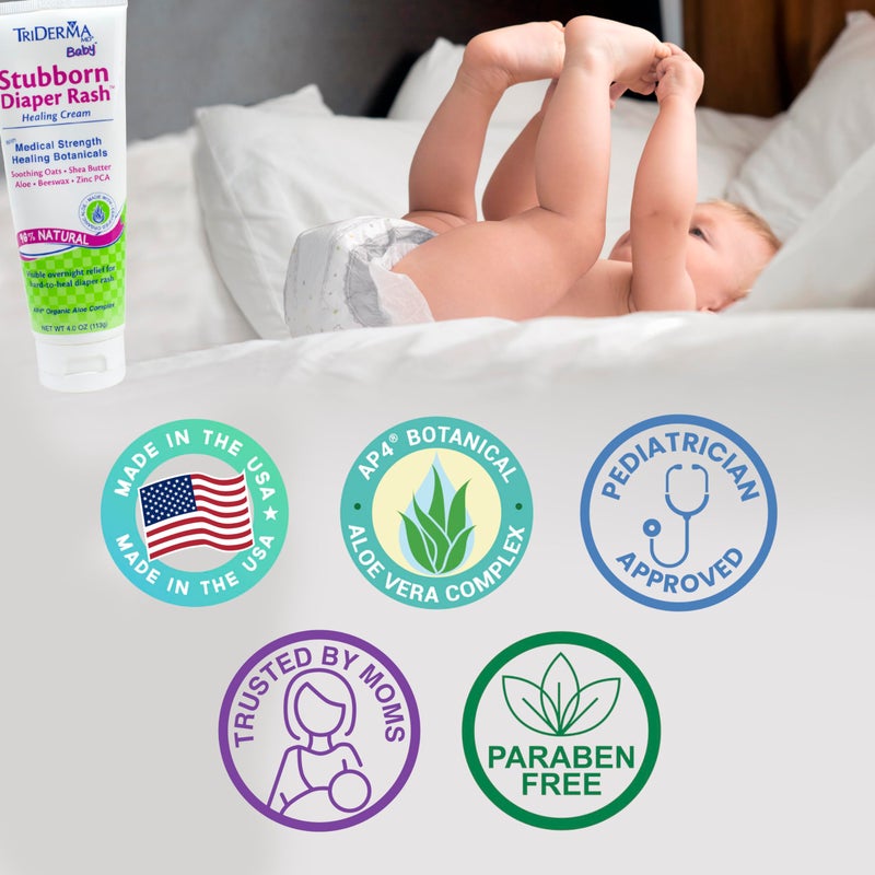 TriDerma MD Baby Stubborn Diaper Rash Relief Cream, Healing for Hard-to-Heal Diaper Rash, Treat and Prevent Diaper Rash and Seal Out Wetness, Non-Greasy Diaper Rash Ointment 4.0 Ounce - Image 4