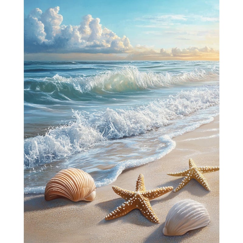 Banket Paint by Numbers Kit for Adults Beginner Beach DIY Painting Kits for Adults Ocean Easy Adult Paint by Number Kits on Canvas Color by Numbers for Gifts Home Wall Decor 16x20 Inch - Image 1