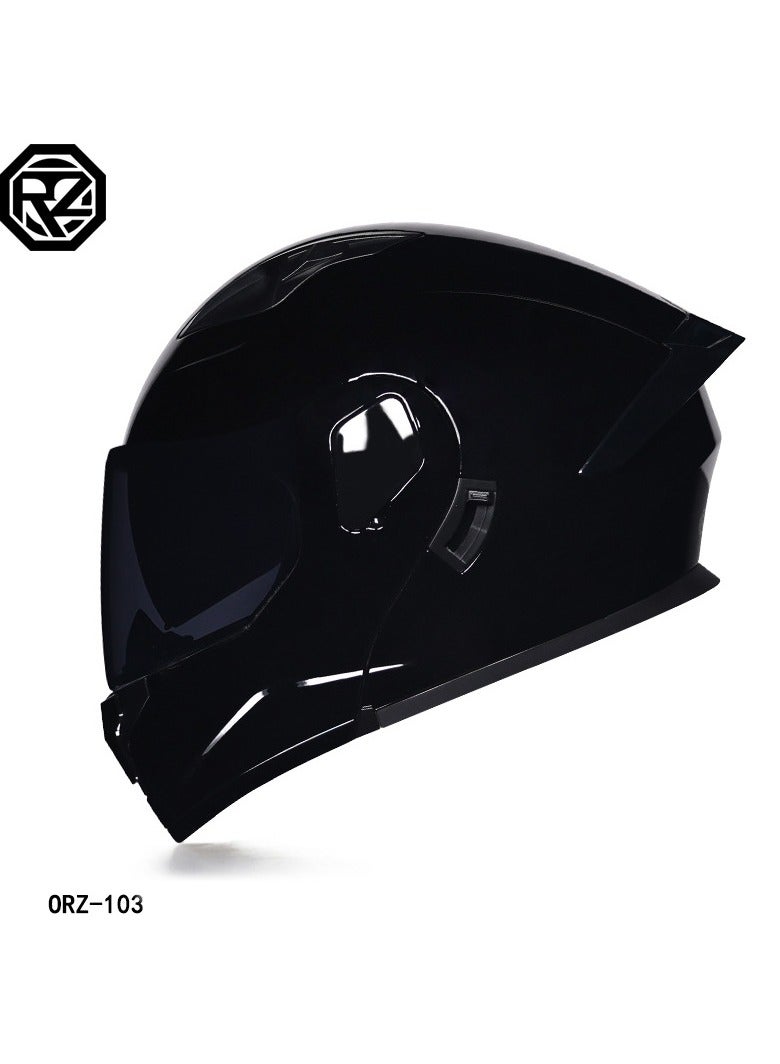 ORZ New Double Mirror Helmet Semi Full Cover Four Seasons Motorcycle Helmet 