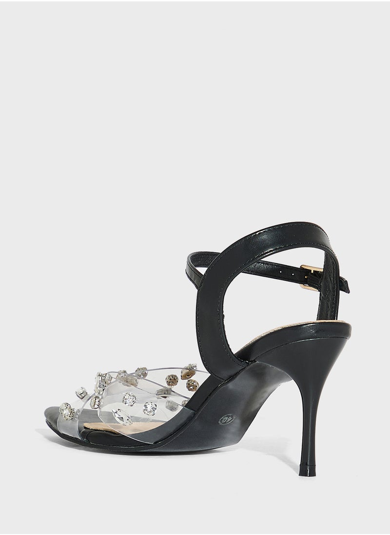 Ella Limited Edition Pointy Toe Clear Strap Diamante Heel Sandal  - Image 3