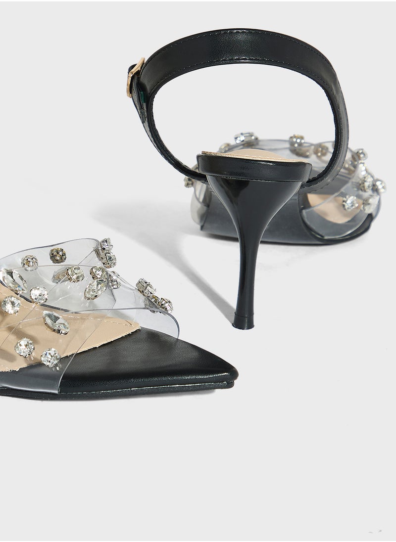 Ella Limited Edition Pointy Toe Clear Strap Diamante Heel Sandal  - Image 4