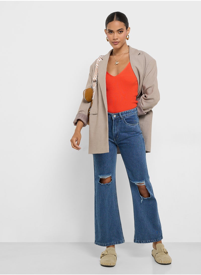 Ginger Ripped High Rise Wide Leg Jeans  - Image 5