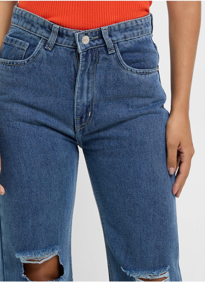 Ginger Ripped High Rise Wide Leg Jeans  - Image 3