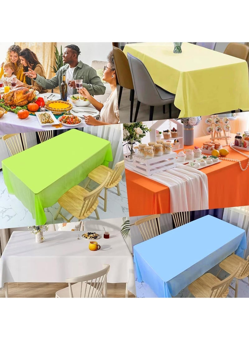 MARKQ مفرش طاولة بلاستيكي لطاولة مستطيلة مقاس 54 بوصة × 72 بوصة غطاء طاولة للاستخدام مرة واحدة لحفلات الزفاف وحفلات أعياد الميلاد (أرجواني) - Image 4
