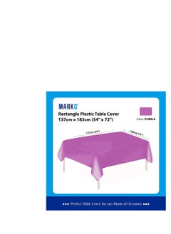 MARKQ Plastic Tablecloth for Rectangle Table 54" x 72" Disposable Table Cover for Bridal Shower Wedding Birthday Party Decorations (Purple)  - Image 2