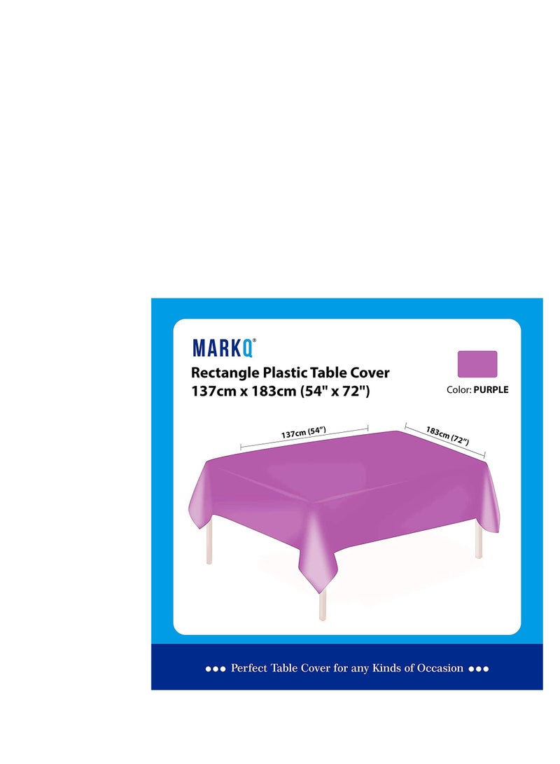 MARKQ مفرش طاولة بلاستيكي لطاولة مستطيلة مقاس 54 بوصة × 72 بوصة غطاء طاولة للاستخدام مرة واحدة لحفلات الزفاف وحفلات أعياد الميلاد (أرجواني) - Image 2
