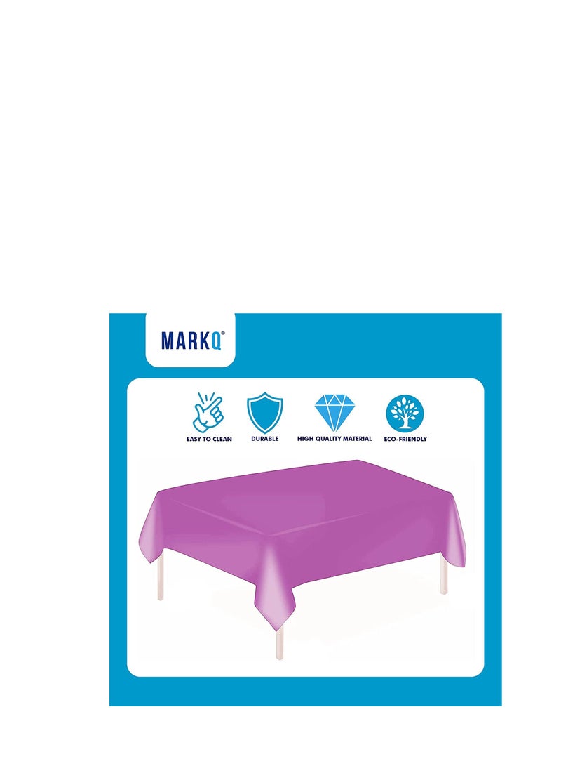 MARKQ مفرش طاولة بلاستيكي لطاولة مستطيلة مقاس 54 بوصة × 72 بوصة غطاء طاولة للاستخدام مرة واحدة لحفلات الزفاف وحفلات أعياد الميلاد (أرجواني) - Image 3