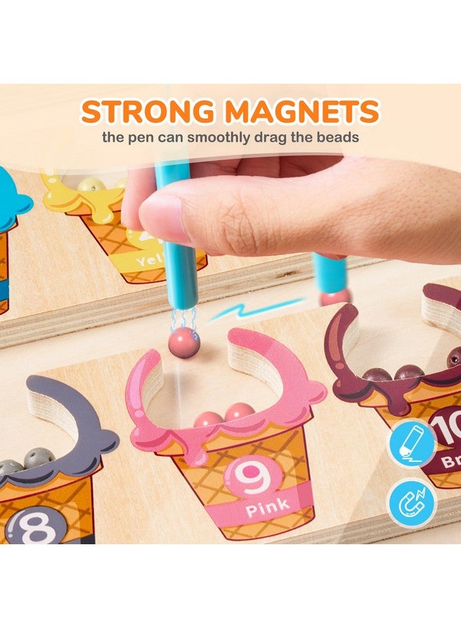 GAMENOTE Magnetic Color & Number Maze - Educational Wooden Color Matching Learning Counting Puzzle Board - Toddler Fine Motor Skills Toys for Boys and Girls 3, 4, 5 Years Old - Image 4