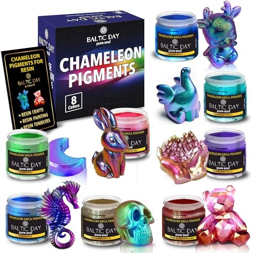 BALTIC DAY Chameleon Mica Powder 8 Jars of Color Shift Mica Powder Set Epoxy Resin Color Pigment Powder Chameleon Powder Holographic Mica Powder Nr2 - Image 1