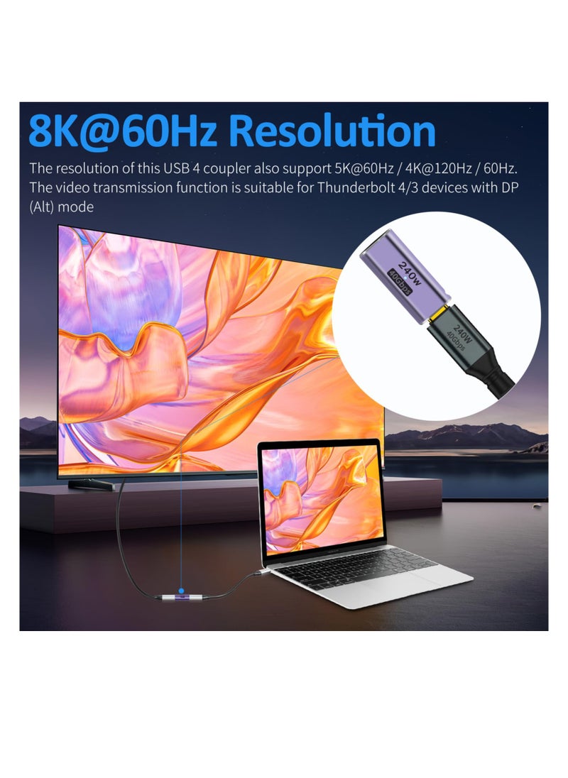 Generic USB C Female to Female Adapter, 2 Pack 240W USB C Adapter, Supports 8K Audio and Video Transmission, Coupler Connector for Thunderbolt, Switch, MacBook, Laptop, Tablet, Phone  - Image 4