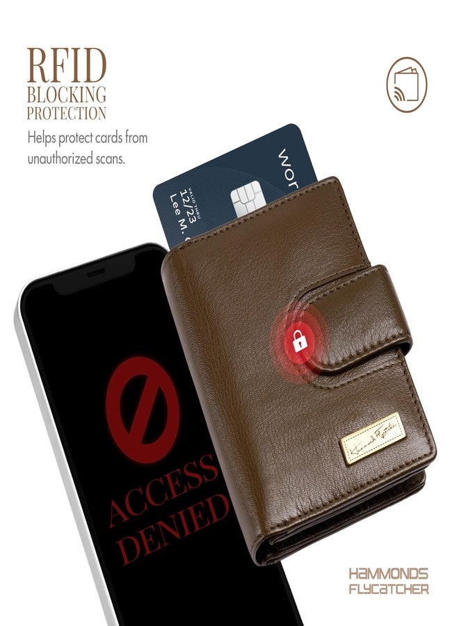 HAMMONDS FLYCATCHER Leather Ladies Wallet for Woman with 10 Card Slots - Clutch Purse for Women Wallet with Zipper Pocket, RFID Protected Purse for Woman - Brushwood - Image 3
