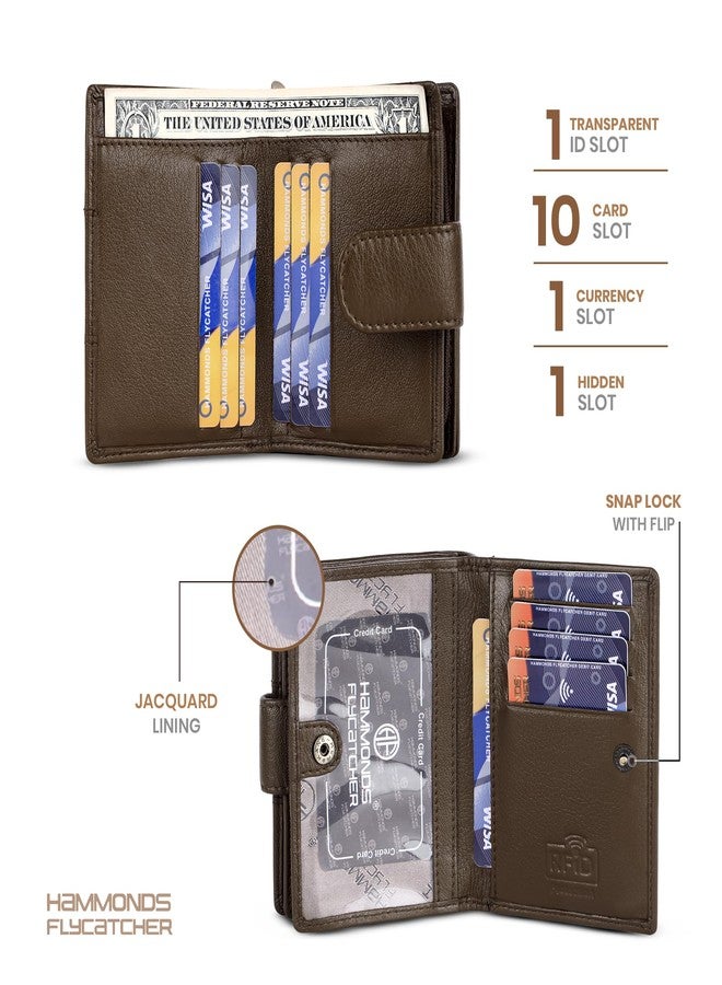 HAMMONDS FLYCATCHER Leather Ladies Wallet for Woman with 10 Card Slots - Clutch Purse for Women Wallet with Zipper Pocket, RFID Protected Purse for Woman - Brushwood - Image 4