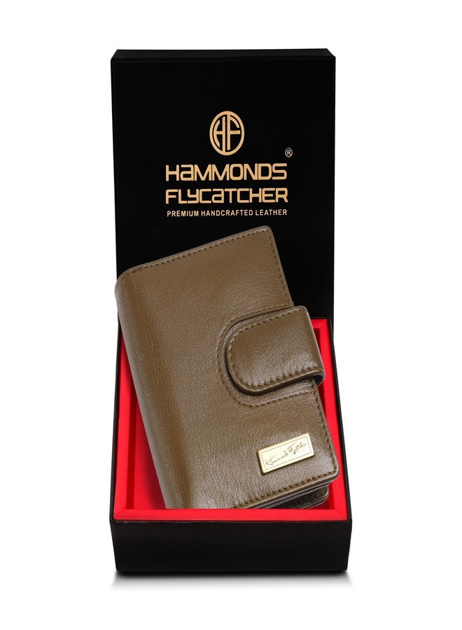 HAMMONDS FLYCATCHER Leather Ladies Wallet for Woman with 10 Card Slots - Clutch Purse for Women Wallet with Zipper Pocket, RFID Protected Purse for Woman - Brushwood - Image 1