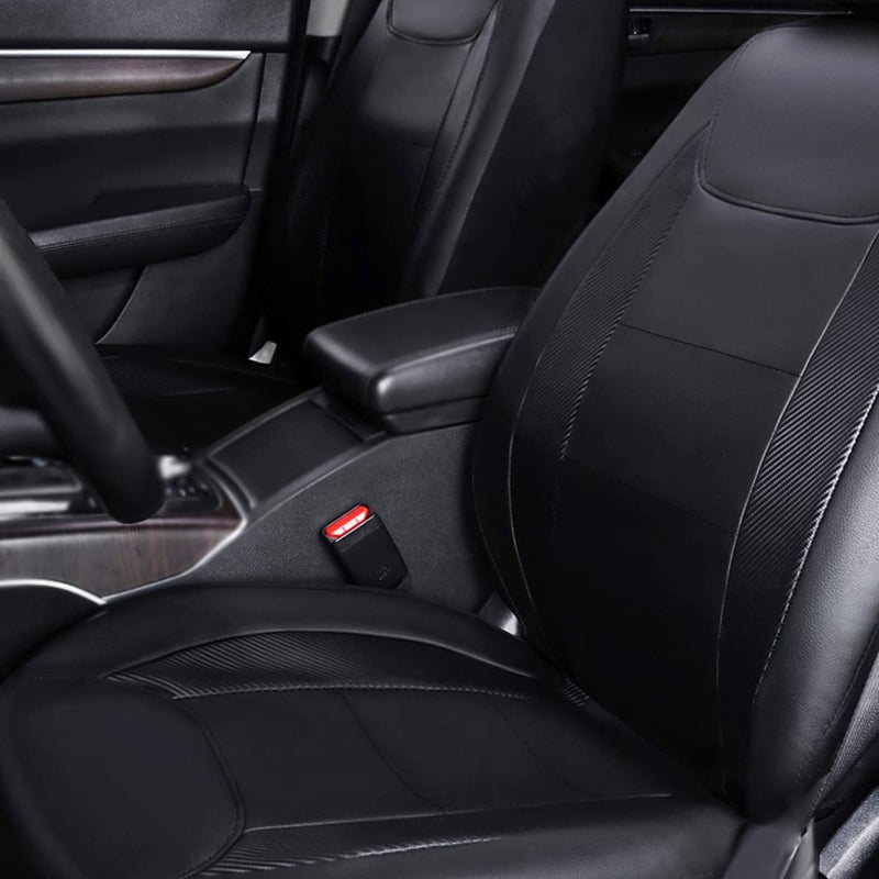Flying Banner car seat Covers Protects Water Proof Faux Leather Carbon Fiber Fronts Solid Black (Solid Black, Front Pair) - Image 5