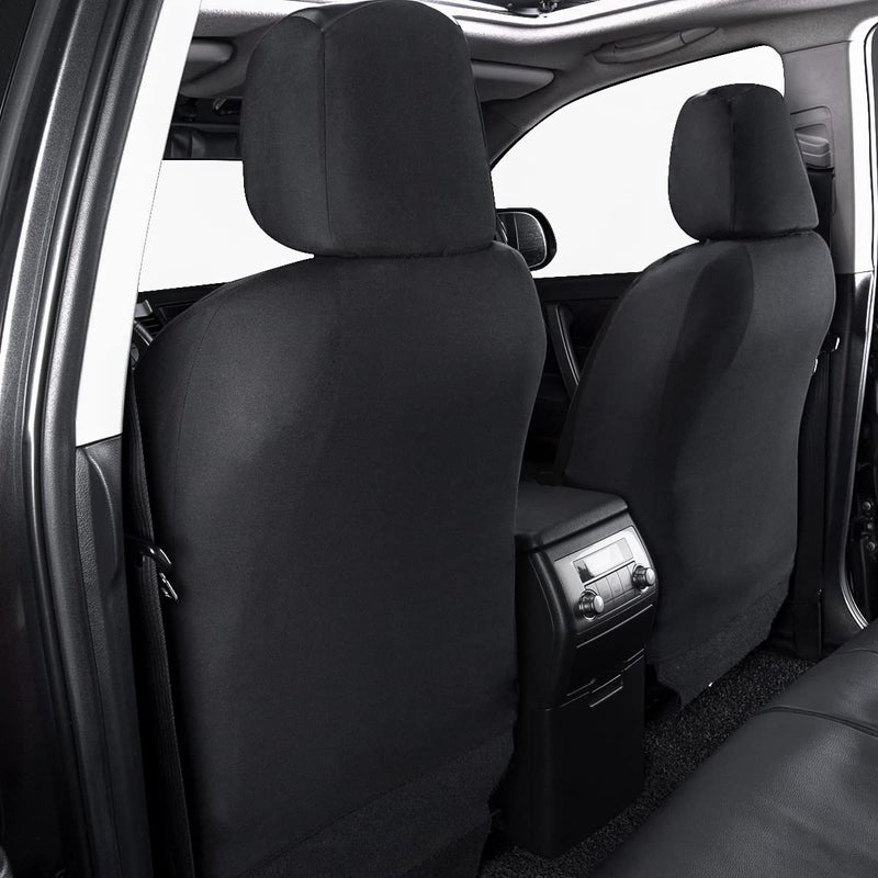 Flying Banner car seat Covers Protects Water Proof Faux Leather Carbon Fiber Fronts Solid Black (Solid Black, Front Pair) - Image 3