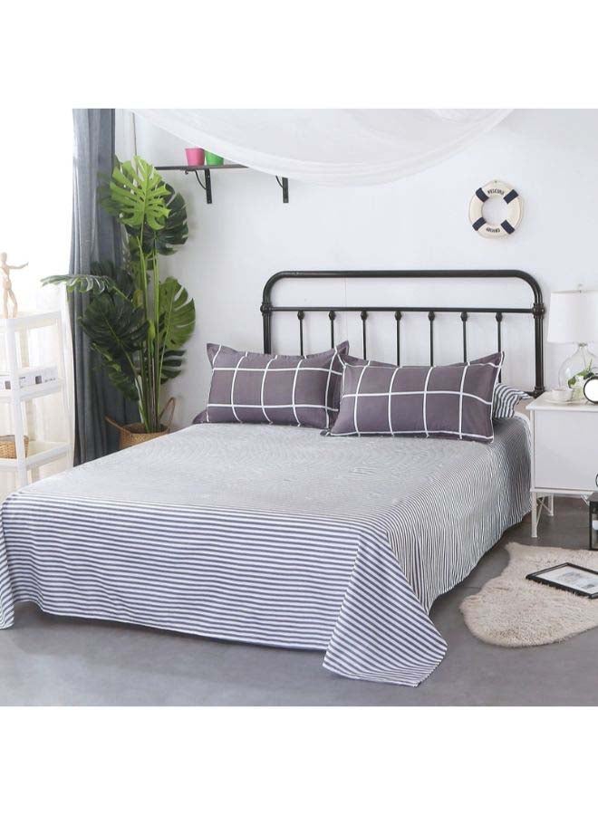 NIBEMINENT 4-Piece Luxury Jacquard Duvet Cover Set Polyester Grey/White - Image 3