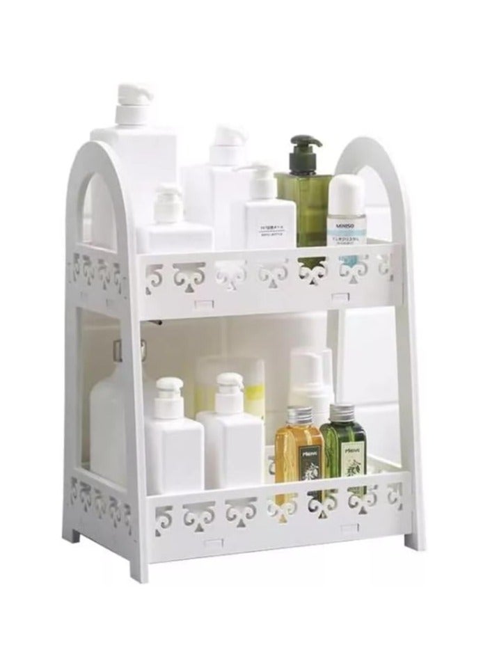 TPGP 2 Tier Storage Rack Holder for Bathroom, Cosmetic, Kitchen, Home, Office Plastic Countertop Tray Vanity - Image 1