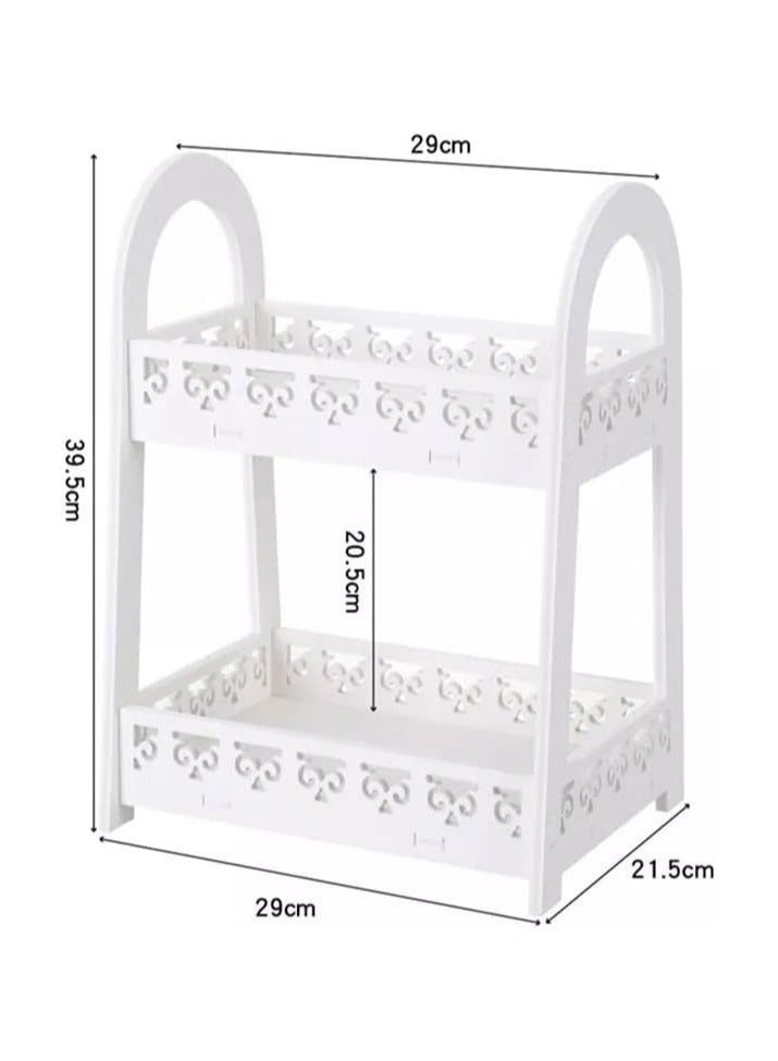 TPGP 2 Tier Storage Rack Holder for Bathroom, Cosmetic, Kitchen, Home, Office Plastic Countertop Tray Vanity - Image 2