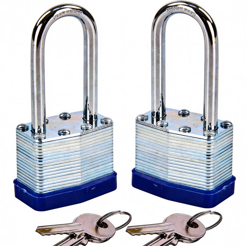 SEPOXÂ® 2PCS Heavy Duty Padlock Keyed Alike, 2-3/8" Extra Long Shackle, 40MM 1-9/16" Laminated Steel Lock Body, Ideal for Gym Locker, Sheds, Gate, Warehouse, Tool Box, Hasp (4 Keys Same) - Image 1
