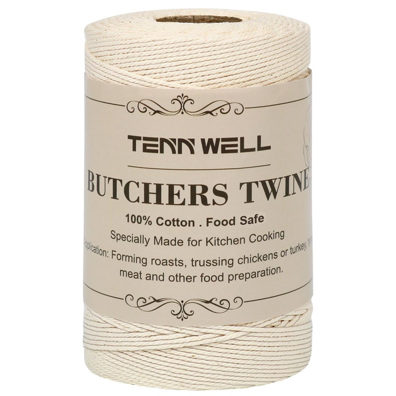 Tenn Well Cooking Twine 3Ply 656Feet 1mm Food Safe Cotton Kitchen String Butchers Twine for Roasting Trussing Turkey Tying Meat Making Sausage Baking and More