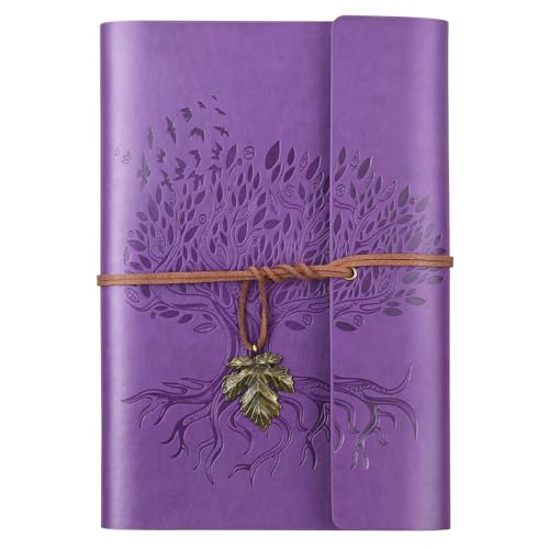 Billtigif PU Leather Journal Notebook, Refillable Travel Vintage Writing Journals Diary, Gifts for Women, Men, Teen Girls and Boys, 100GSM Lined Paper,160 Pages(Purple, A5 9.2" x 6.5") - Image 1