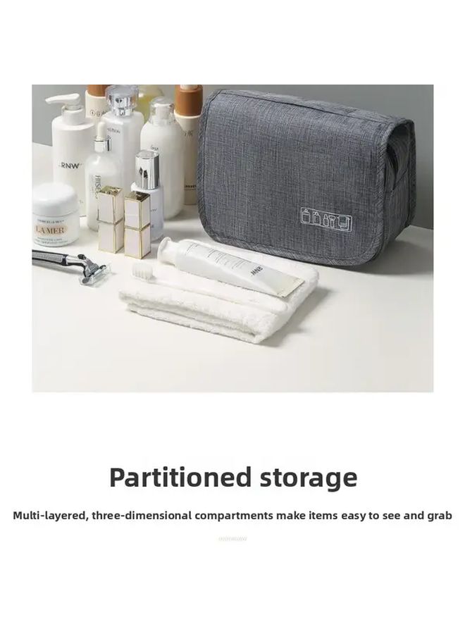 Gray Large Capacity Waterproof Travel Toiletry Bag With Multiple Compartments - Image 5