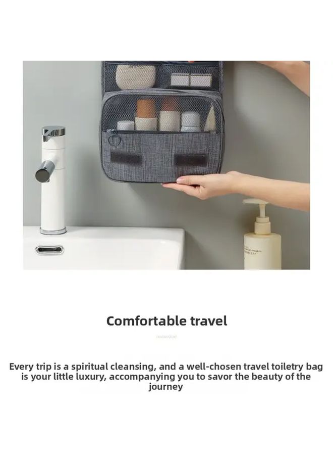 Gray Large Capacity Waterproof Travel Toiletry Bag With Multiple Compartments - Image 4