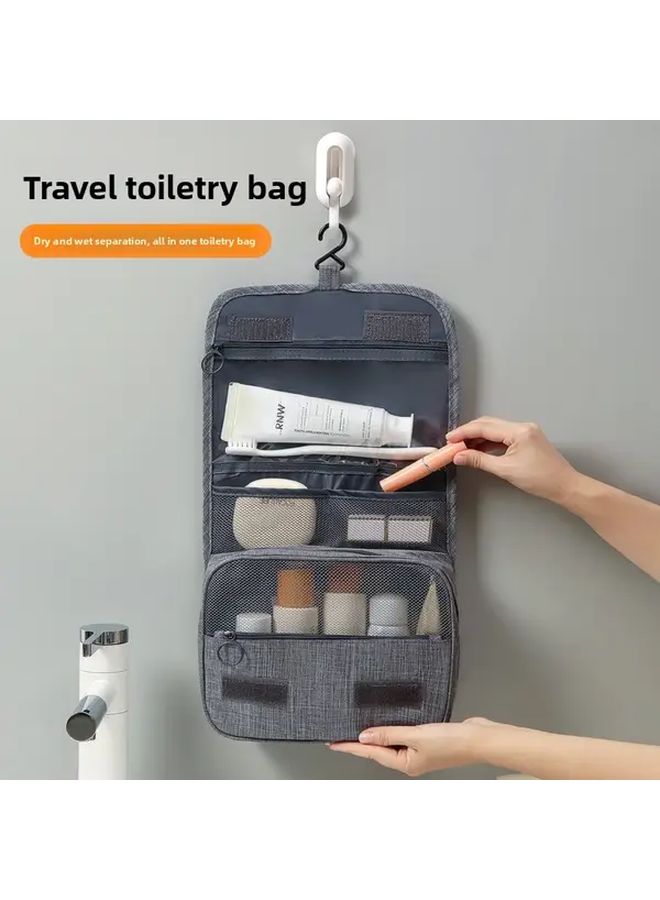 Gray Large Capacity Waterproof Travel Toiletry Bag With Multiple Compartments - Image 1