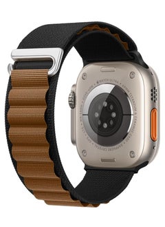 Tin Tech Compatible with Apple Watch Series Ultra/Ultra 2 Band 49mm, 45mm, 44mm, 42mm, Nylon Sport Loop Band for Apple Watch Ultra/SE 1/2/3/4/5/6/7/8,– Black brown
