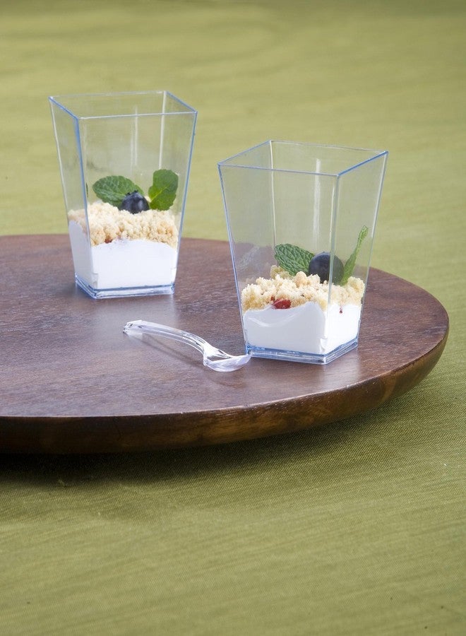 Zappy 50 5 oz Tall Square Clear Dessert Cups and 50 Tasting Spoons Dessert Glasses Shot Glasses Trifle Bowl Clear Disposable Plastic Dessert Tumbler Cups Party Cups - Image 3