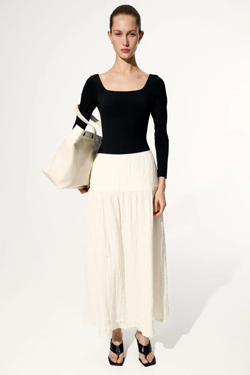 H&M Textured jersey midi skirt