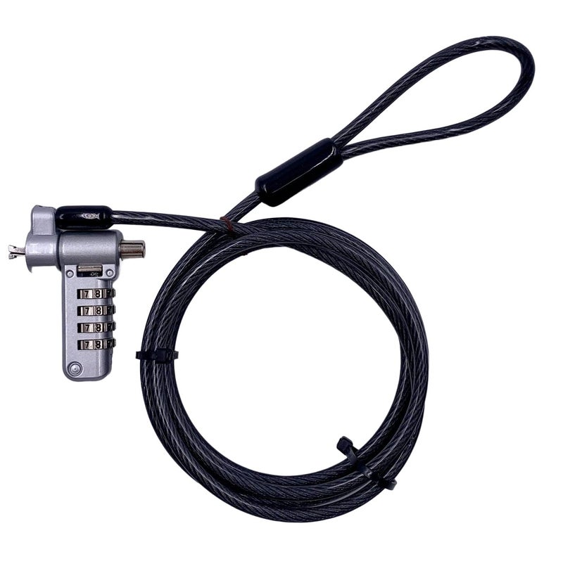Bosvision Desktop/Laptop Security Cable Lock, for 3 Security Slots (K Standard, Nano and Wedge) Combination, 6.5 feet (200cm) Ø4.5mm Stainless Steel Cable - Image 1