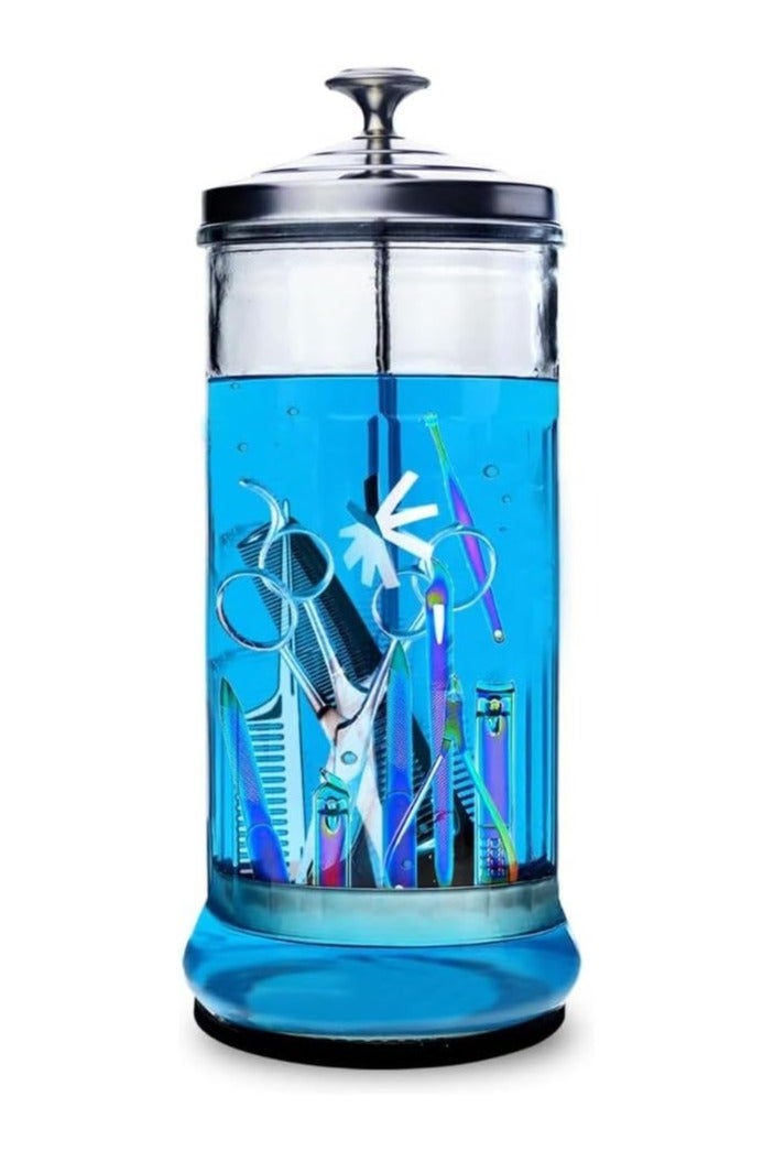 sd e-trading Sterilizer,Disinfectant Barber Jar,1500ml/50 Oz Glass Sterilizing Jar with Removable Straining Tray for Nail Tools and Barber Supplies, Salon Jar&Spa Implements,Durable Sanitizer jar - Image 1