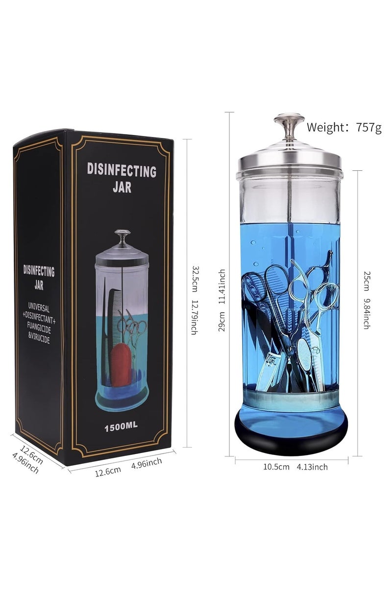 sd e-trading Sterilizer,Disinfectant Barber Jar,1500ml/50 Oz Glass Sterilizing Jar with Removable Straining Tray for Nail Tools and Barber Supplies, Salon Jar&Spa Implements,Durable Sanitizer jar - Image 2