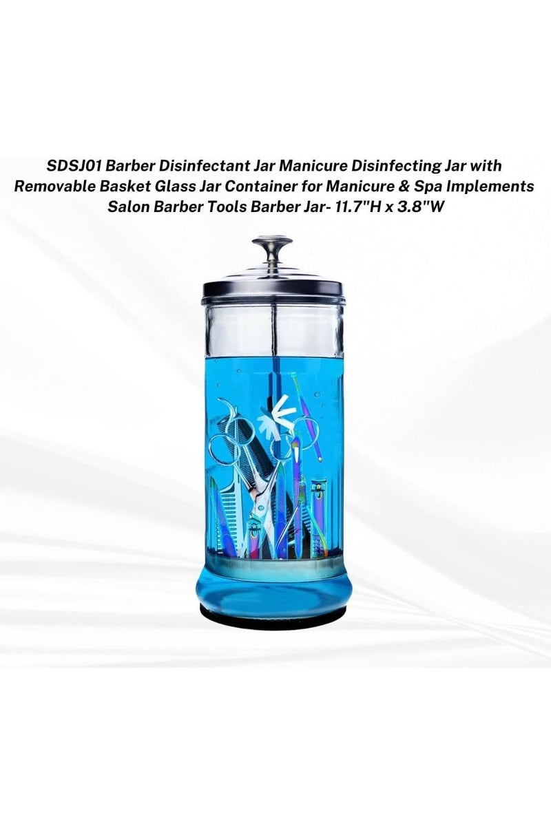 sd e-trading Sterilizer,Disinfectant Barber Jar,1500ml/50 Oz Glass Sterilizing Jar with Removable Straining Tray for Nail Tools and Barber Supplies, Salon Jar&Spa Implements,Durable Sanitizer jar - Image 3