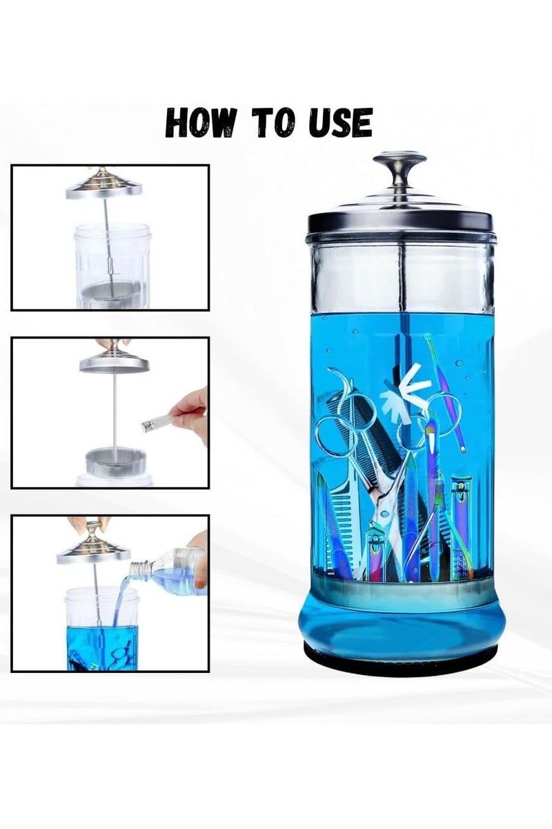 sd e-trading Sterilizer,Disinfectant Barber Jar,1500ml/50 Oz Glass Sterilizing Jar with Removable Straining Tray for Nail Tools and Barber Supplies, Salon Jar&Spa Implements,Durable Sanitizer jar - Image 4