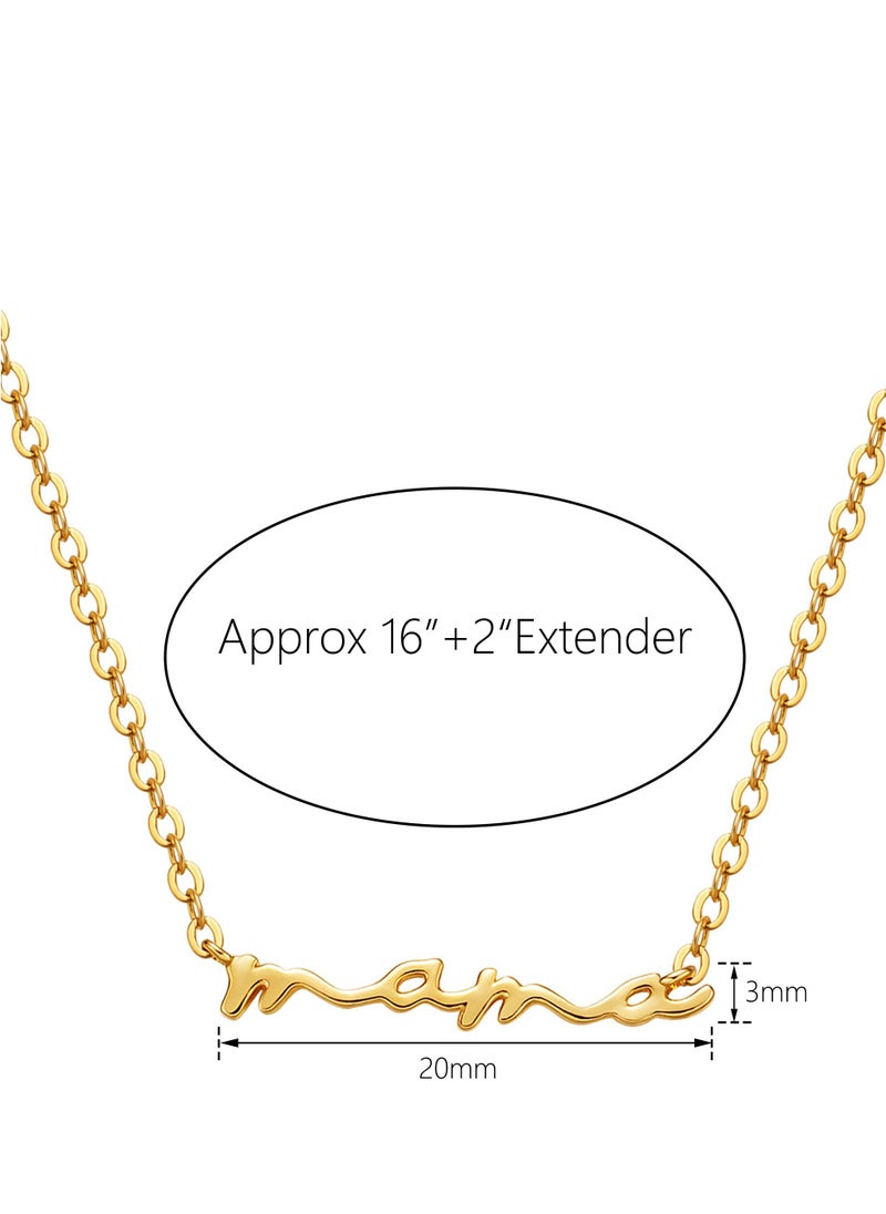 Generic Mama Necklaces for Women, 18K Gold Plated Dainty Mom Necklace Layered Cubic Zirconia Choker Necklaces Cute Pendant Necklace Non Tarnish Gifts for Mom New Mom Gifts for Women Dainty Jewelry  - Image 5