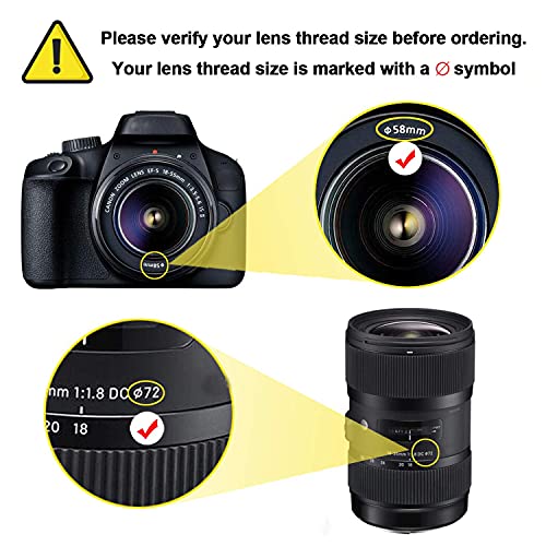 STSEETOP Camera Lens Hood Collapsible Reversible Filter Thread Rubber Digital Hood DSLR Cap Shade (For 70-90mm Lens) - Image 3