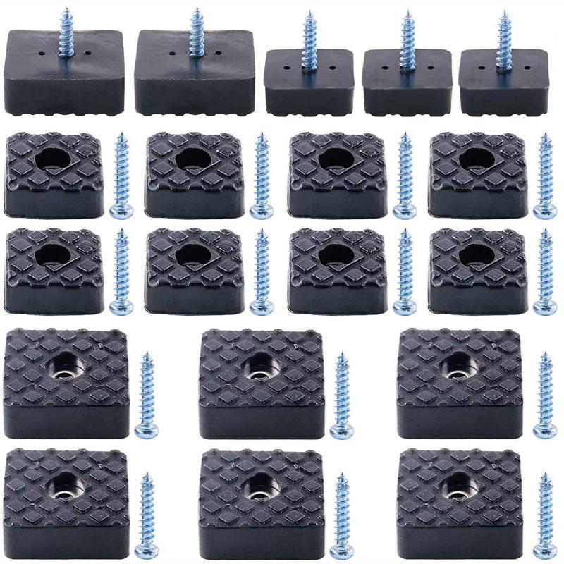 Swpeet 80Pcs Black 22mm 30mm Square Shape Furniture Pads with Screws Heavy Duty Rubber Non Slip Non Skid Furniture Feet for Table Desk Chair and Sofa Leg Furniture Cups to Protect - Image 2