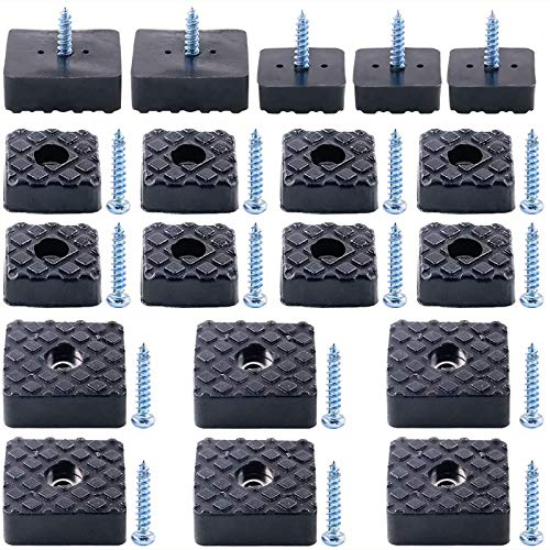 Swpeet 80Pcs Black 22mm 30mm Square Shape Furniture Pads with Screws Heavy Duty Rubber Non Slip Non Skid Furniture Feet for Table Desk Chair and Sofa Leg Furniture Cups to Protect - Image 1