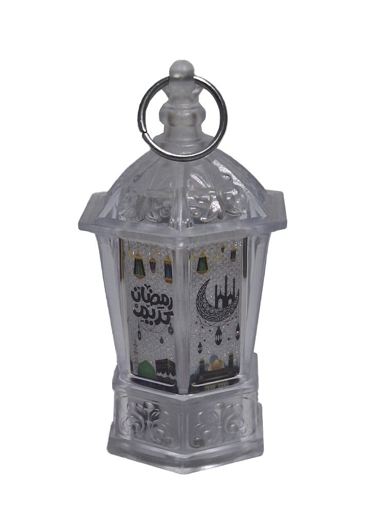 فانوس رمضان صغير مع مفاتيح العلاقات، لعبة إضاءة رائعة للأطفال، فانوس رمضان كلاسيكي صغير، لعبة فانوس رمضان جديدة لطيفة بإضاءة رمضان للأطفال، أبيض  - Image 3
