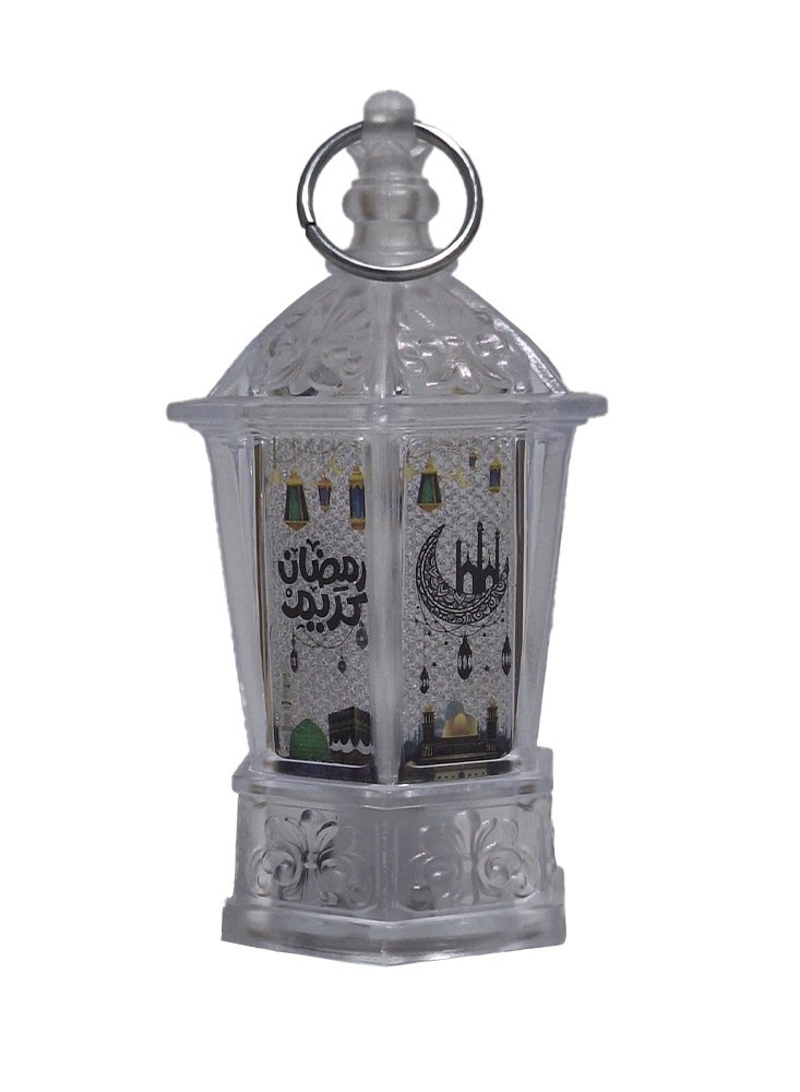 فانوس رمضان صغير مع مفاتيح العلاقات، لعبة إضاءة رائعة للأطفال، فانوس رمضان كلاسيكي صغير، لعبة فانوس رمضان جديدة لطيفة بإضاءة رمضان للأطفال، أبيض  - Image 1