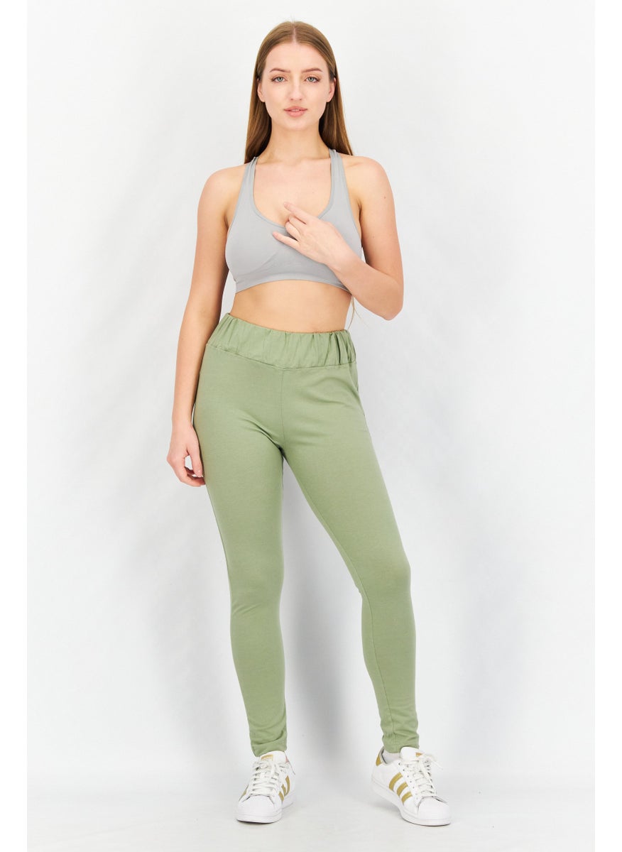 Women Waistband Solid Pull On Leggings, Olive - pzsku/ZC637658048427CEE6B35Z/45/_/1724351252/a59d5e89-29be-44c6-89d5-d7cae8ec4645