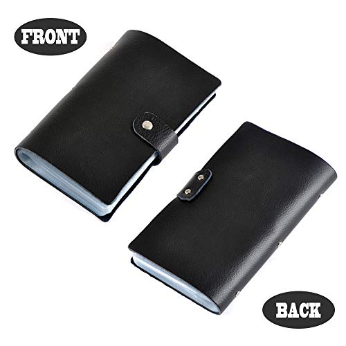 boshiho Leather Credit Card Holder Business ID Card Case Book Style 90 Count Name Card Holder Book (Black) - Image 2